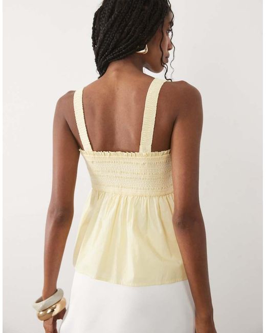 Abercrombie & Fitch Natural Square Neck Smocked Cami Top With Removable Straps