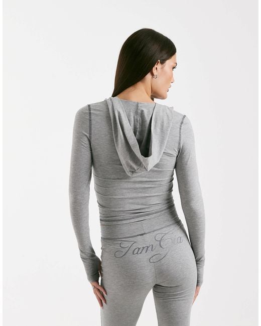 I.AM.GIA Gray Blare Logo Contrast Stitch Zip Through Hoodie