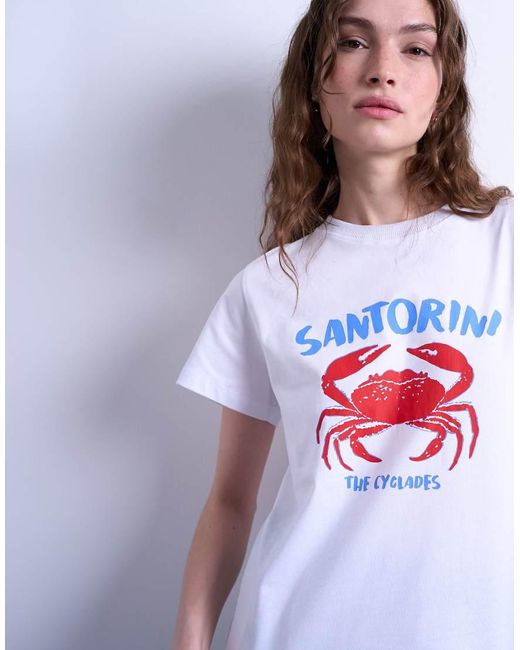 TOPSHOP White Graphic Santorini Everyday Tee