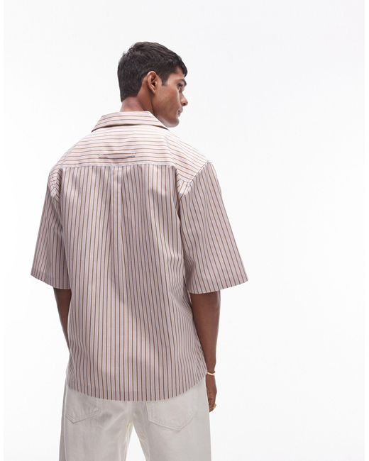 Topman Pink Short Sleeve Relaxed Stripe Shirt for men
