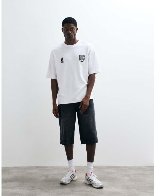 ASOS White Waffle Oversized Tee With Fifa World Cup England Print for men