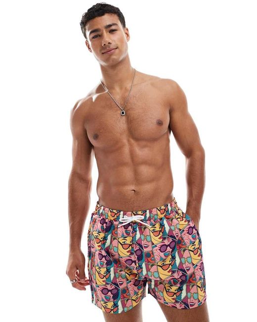 OOSC White Comic Book Candy Swim Shorts for men