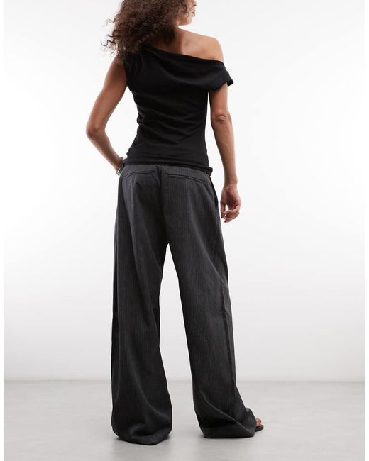 Weekday Black Dara Low Waist Wide Leg Trousers With Front Pleats
