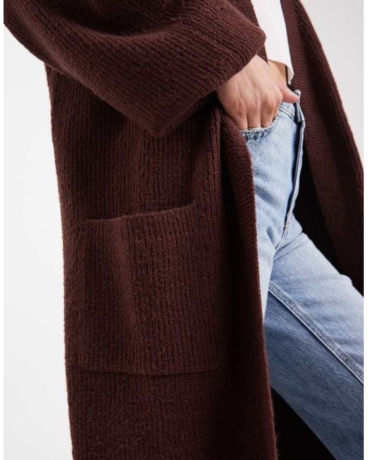 Cárdigan Largo Marrón De Miss Selfridge de color Brown