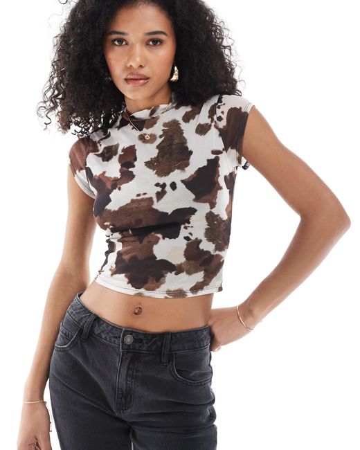 New Look Black Mesh High Neck Top