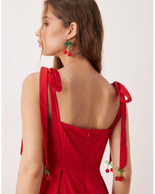Sister Jane Red Bow Shoulder Midaxi Dress