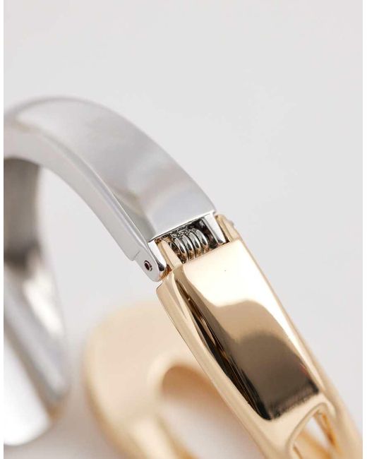ASOS Metallic Asos Design Curve Mixed Metal Cuff Bracelet