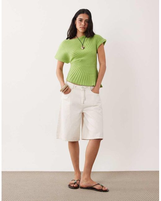 ASOS Green Knitted Cinched Pleated Top