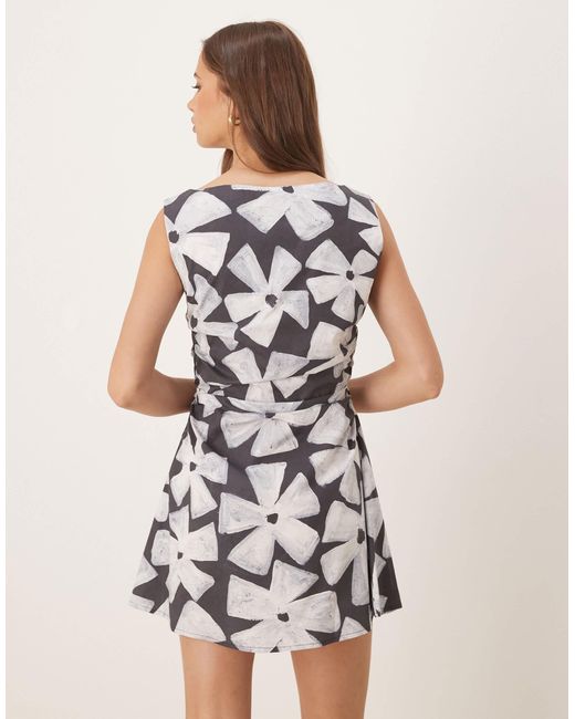 Vrg Grl Natural Angele Painted Floral Mini Dress