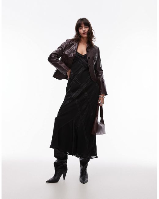 TOPSHOP Black – hochwertiges midi-trägerkleid