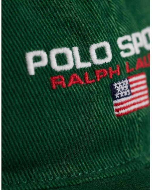 Polo Ralph Lauren Green Sports Capsule Flag Logo Baseball Cap for men