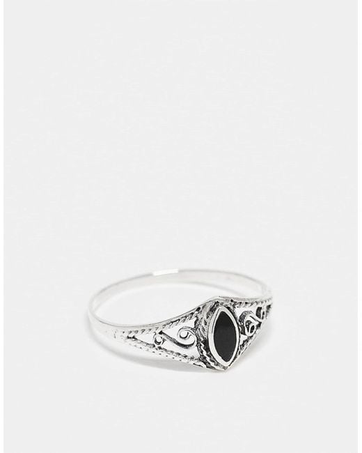 Kingsley Ryan White Teardrop Ring With Onyx Stone