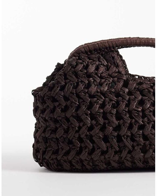 ASOS Black Crochet Straw Frame Clutch Bag