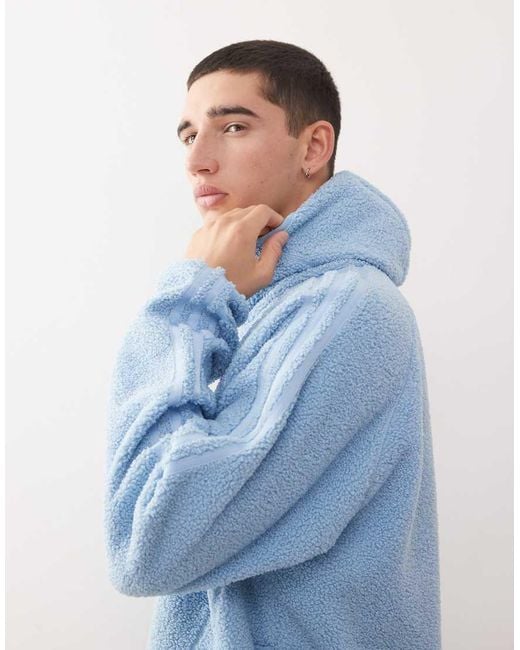 Adidas Originals Blue Teamgeist Borg Half Zip Hoodie for men