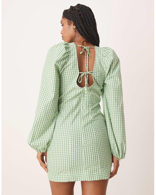 ASOS Green Fit And Flare Mini Dress With Tie Back Detail