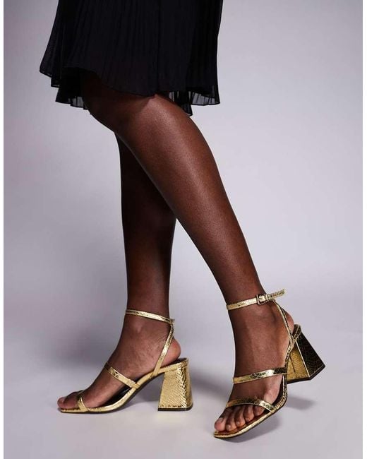 River Island Brown Strappy Low Block Heeled Sandal
