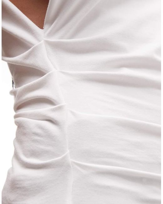 Weekday White Sleeveless Top With Cinched Gathered Waist
