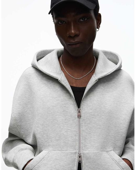 Bershka Gray Technical Zip-through Hoodie for men