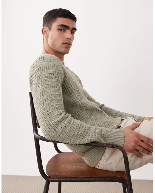 Mango Gray Waffle Knit Jumper for men