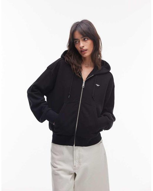 Sudadera Negra Con Capucha, Cremallera Y Estampado "Heart Ii Hartt" En La Espalda De Carhartt de color Black