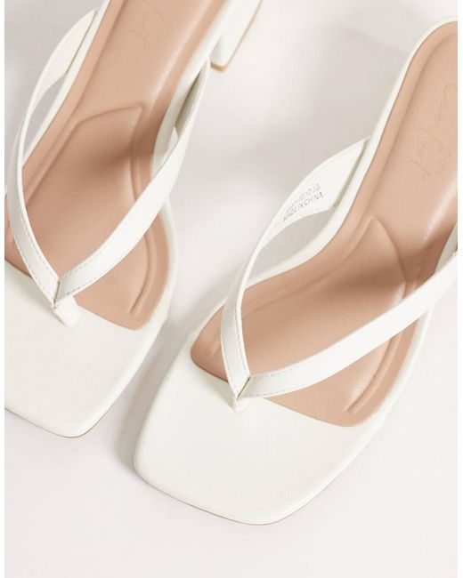 New Look White Toe Post Block Heeled Sandal