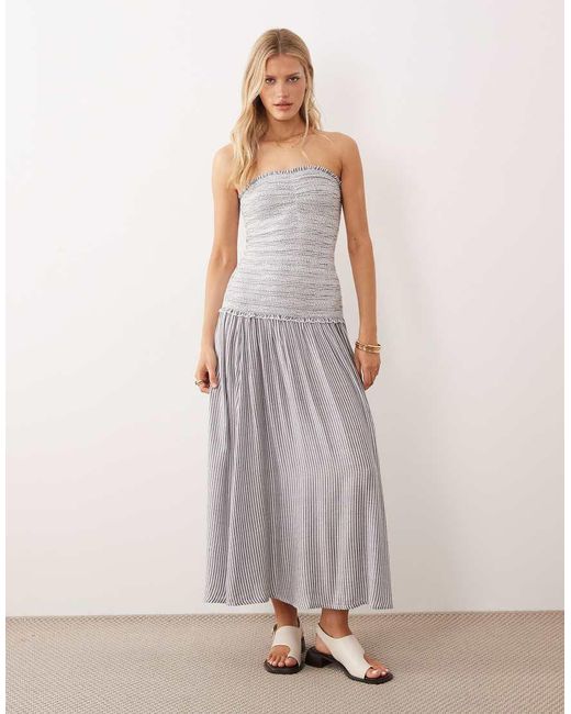 Iisla & Bird Black Bandeau Shirred Drop Waist Beach Dress