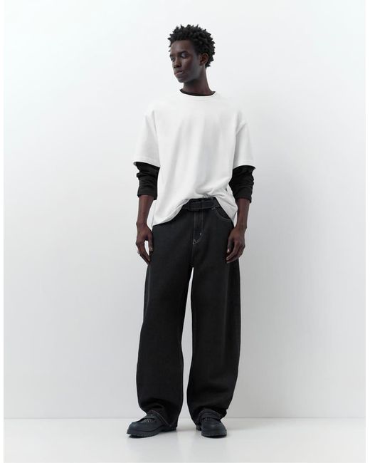 Pull&Bear White Balloon-fit baggy Jeans for men