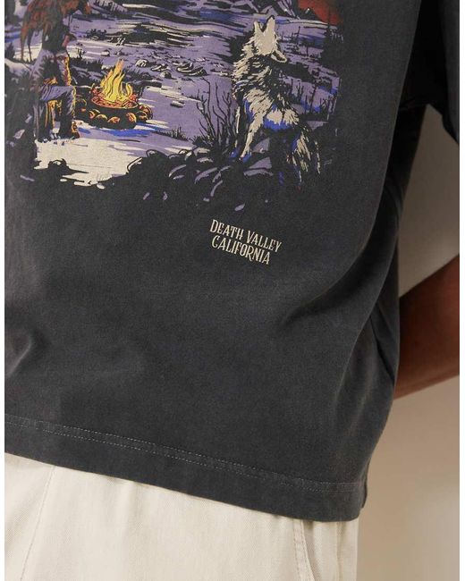 Camiseta Lavado De Manga Corta Con Estampado Gráfico De Estilo Wéstern De Abercrombie & Fitch de hombre de color Gray