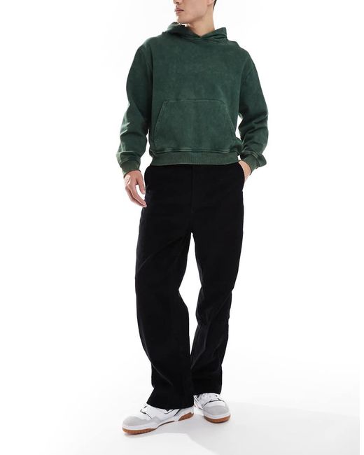 Bershka Black Cord Wide Leg Trouser for men
