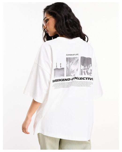 ASOS White Asos design – weekend collective – oversize-t-shirt mit "summer of life"-grafik