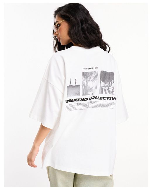 Camiseta extragrande con estampado gráfico "summer of life" ASOS de color White