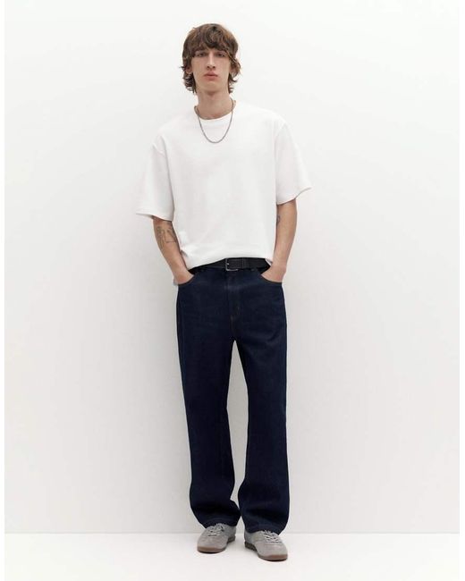 Pull&Bear White Boxy Oversized Interlock T-shirt for men