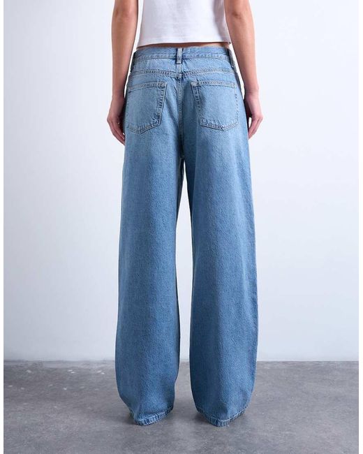 TOPSHOP Blue Column Mid Rise Jeans