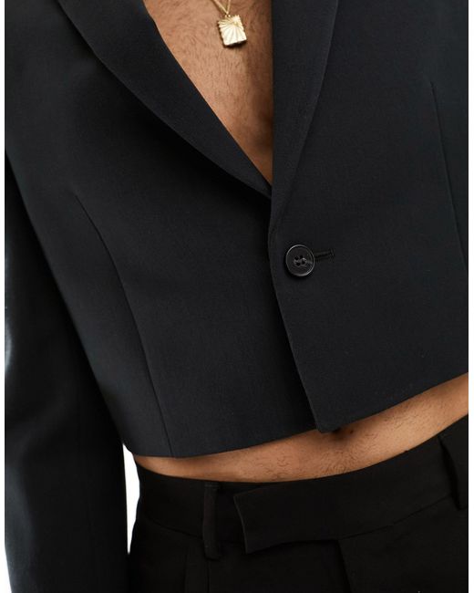 ASOS Black Skinny Crop Suit Jacket for men