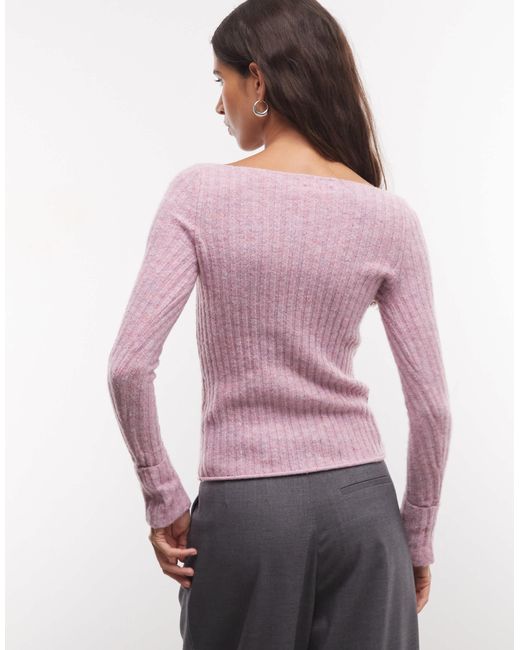 Monki Purple Gerippter strickpullover