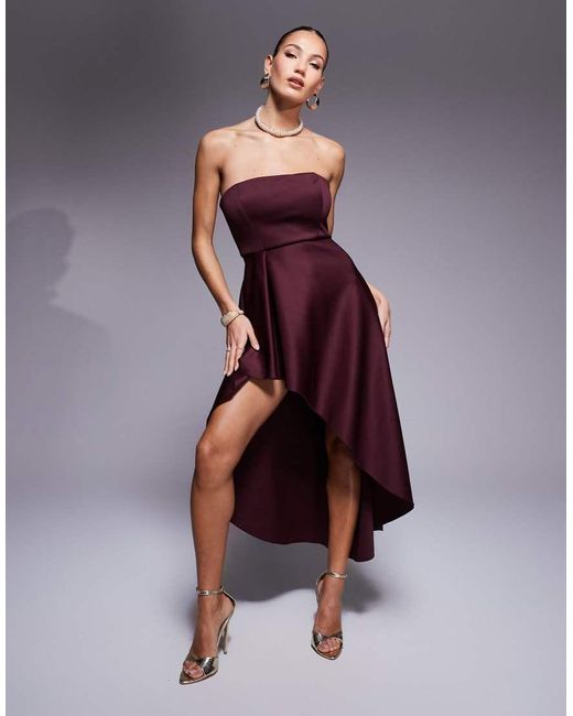 True Violet Purple Bandeau Asymmetric Midaxi Dress