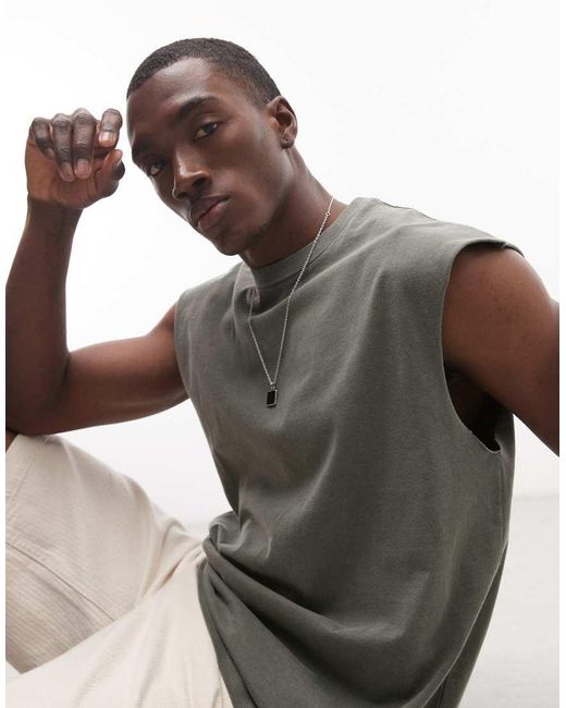 Weekday Gray Oversized Sleeveless T-shirt for men