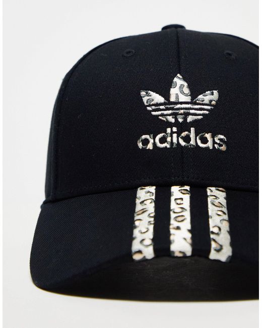 Gorra negra con estampado Adidas Originals de color Blue