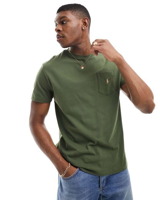 Polo Ralph Lauren Green Icon Logo Pocket T-shirt Classic Oversized Fit for men