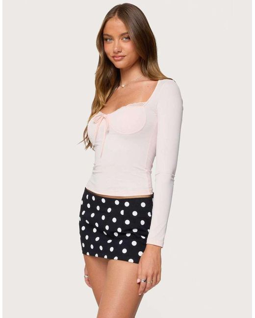 Edikted White Orla Peekaboo Lace Cupped Top