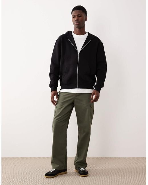 Essentials - sweat à capuche décontracté à fermeture éclair ASOS pour homme en coloris Black