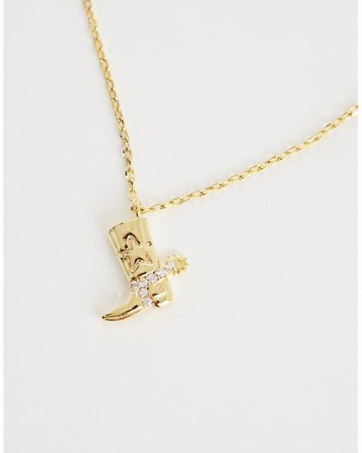 Orelia Metallic Cowboy Boot Charm Necklace