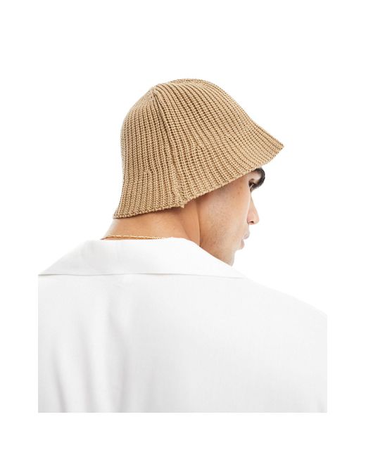 ASOS Brown Knit Bucket Hat for men
