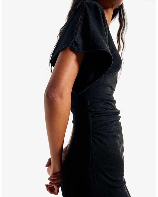 Bershka Black Asymmetric Striped Mini Dress