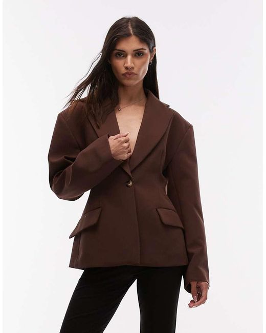 ASOS Brown Sculpted Cinch Waist Blazer
