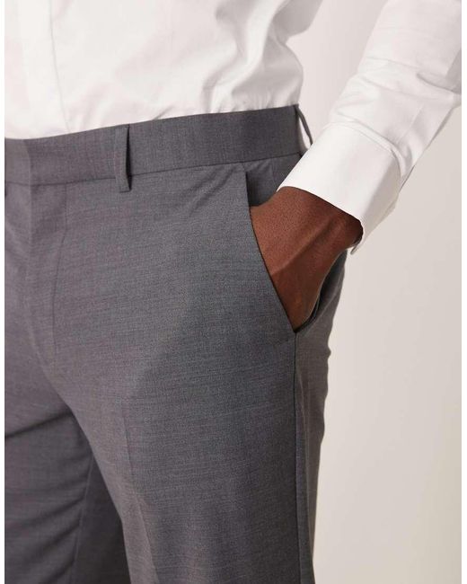 Pantalones De Traje De Corte Slim De Lana Lavable De ASOS de hombre de color Natural