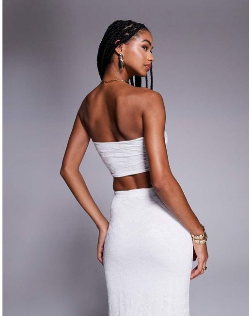 Kaiia Gray Exclusive Double Layered Slinky Lace Knot Detail Bandeau Top