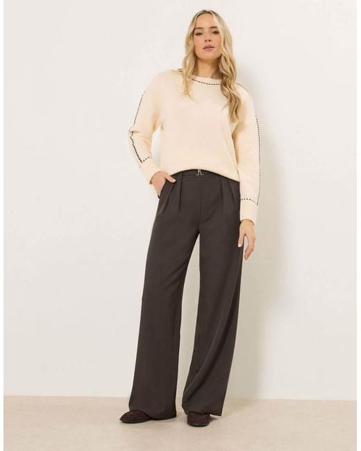 Long Tall Sally Natural Buckle Wide Leg Trousers