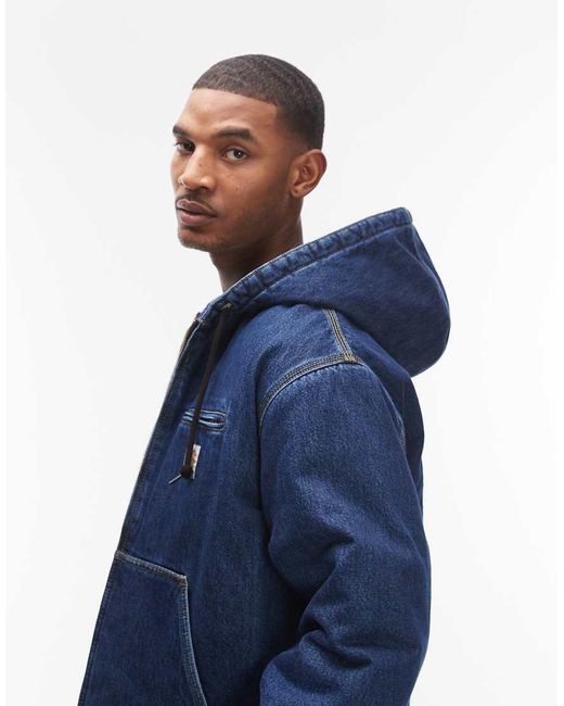 Carhartt Blue Cleveland Oversized Hooded Denim Jacket for men