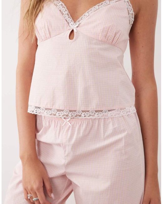 Cotton On Pink Sleep Airy Soft Trouser And Keyhole Cami Set